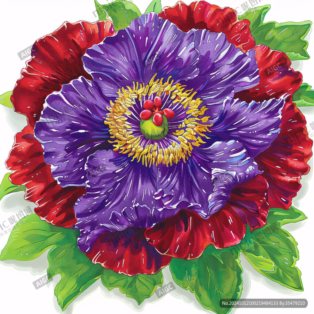 紫色精美花手绘