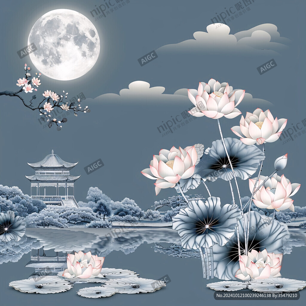 荷花月亮灯笼