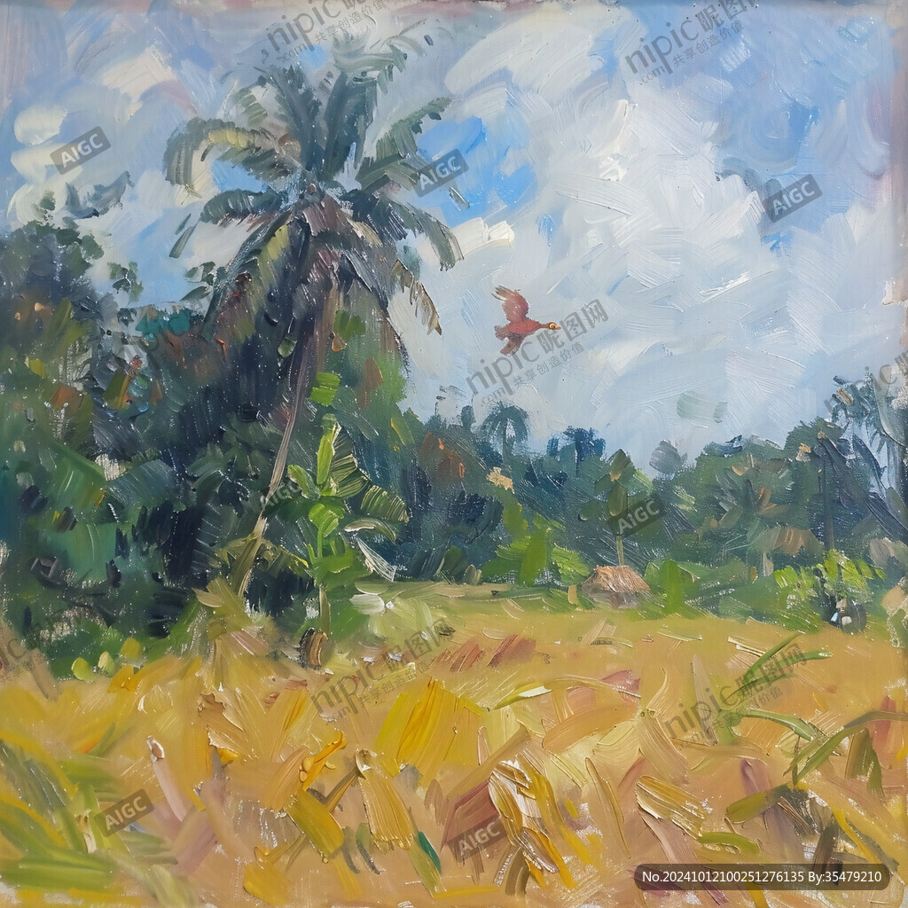 棕榈树水粉画