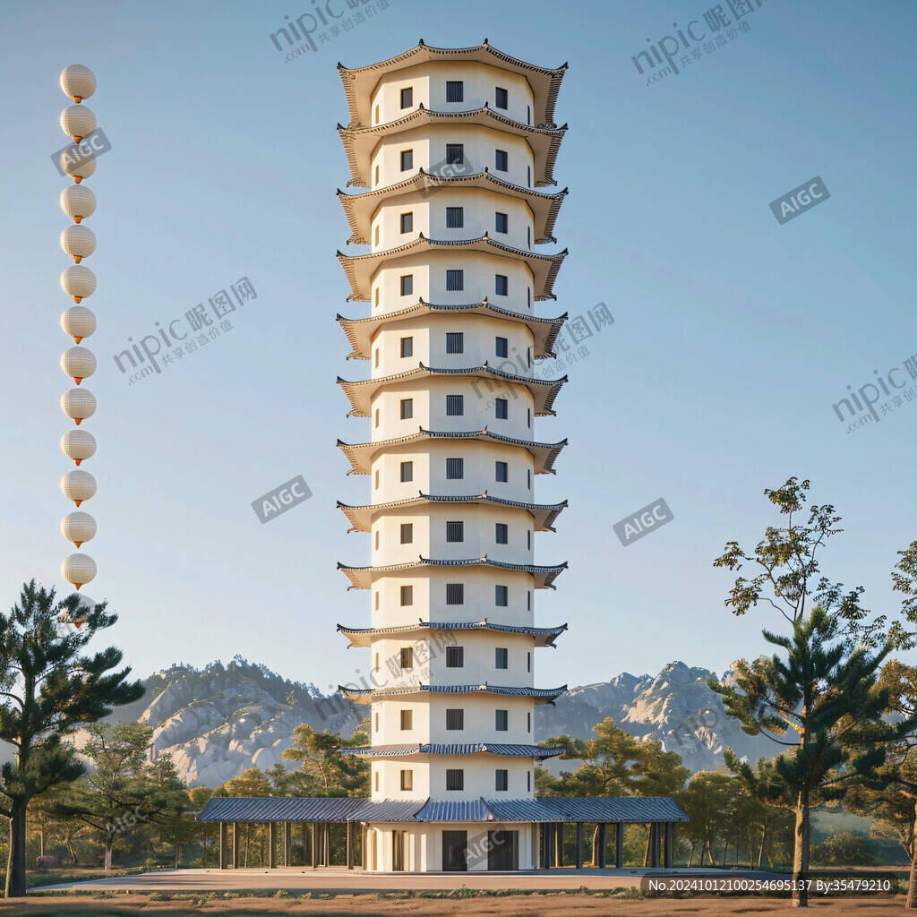中式塔楼公园