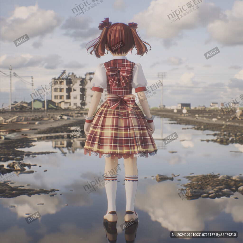 蝴蝶结女孩背面