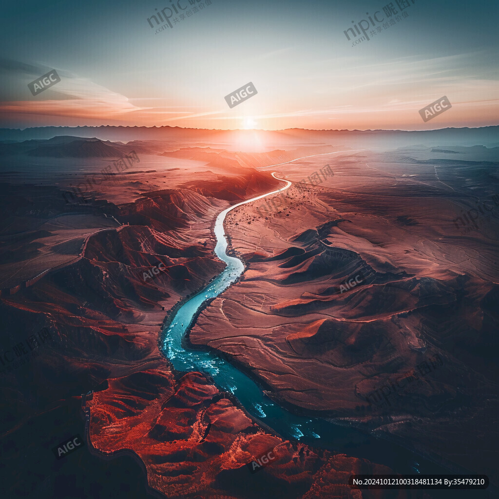蜿蜒河道河谷