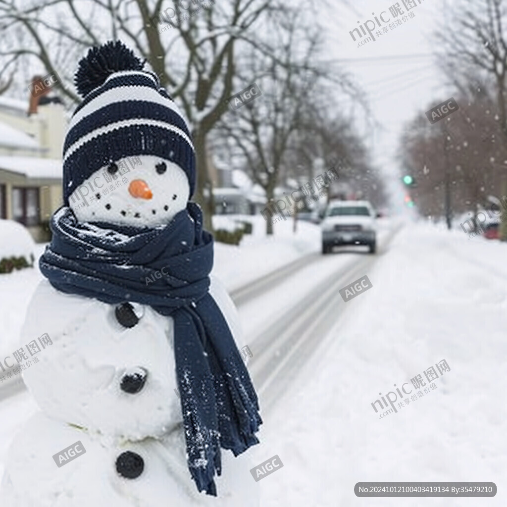 雪景景观城市街道雪景