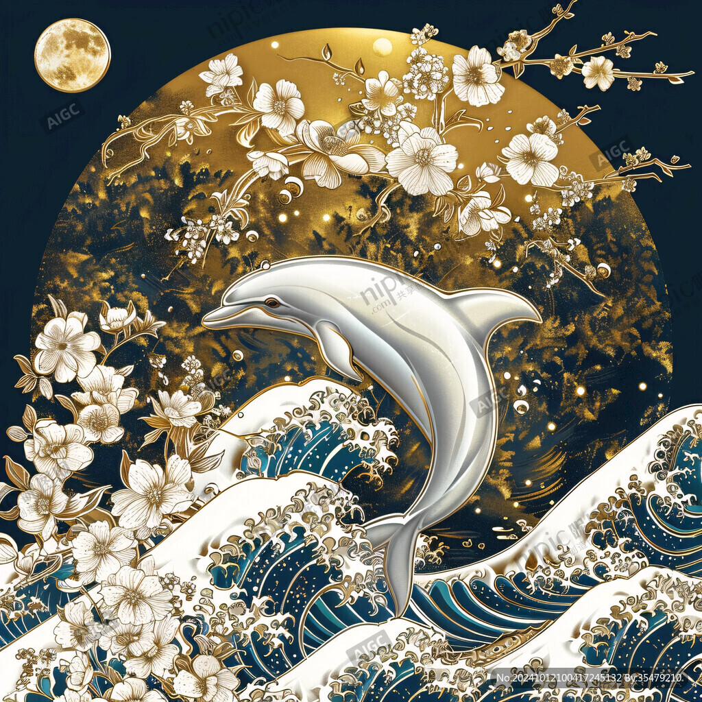 海豚创意插画