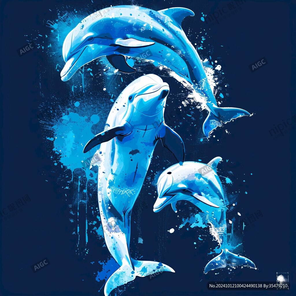 手绘海豚形象