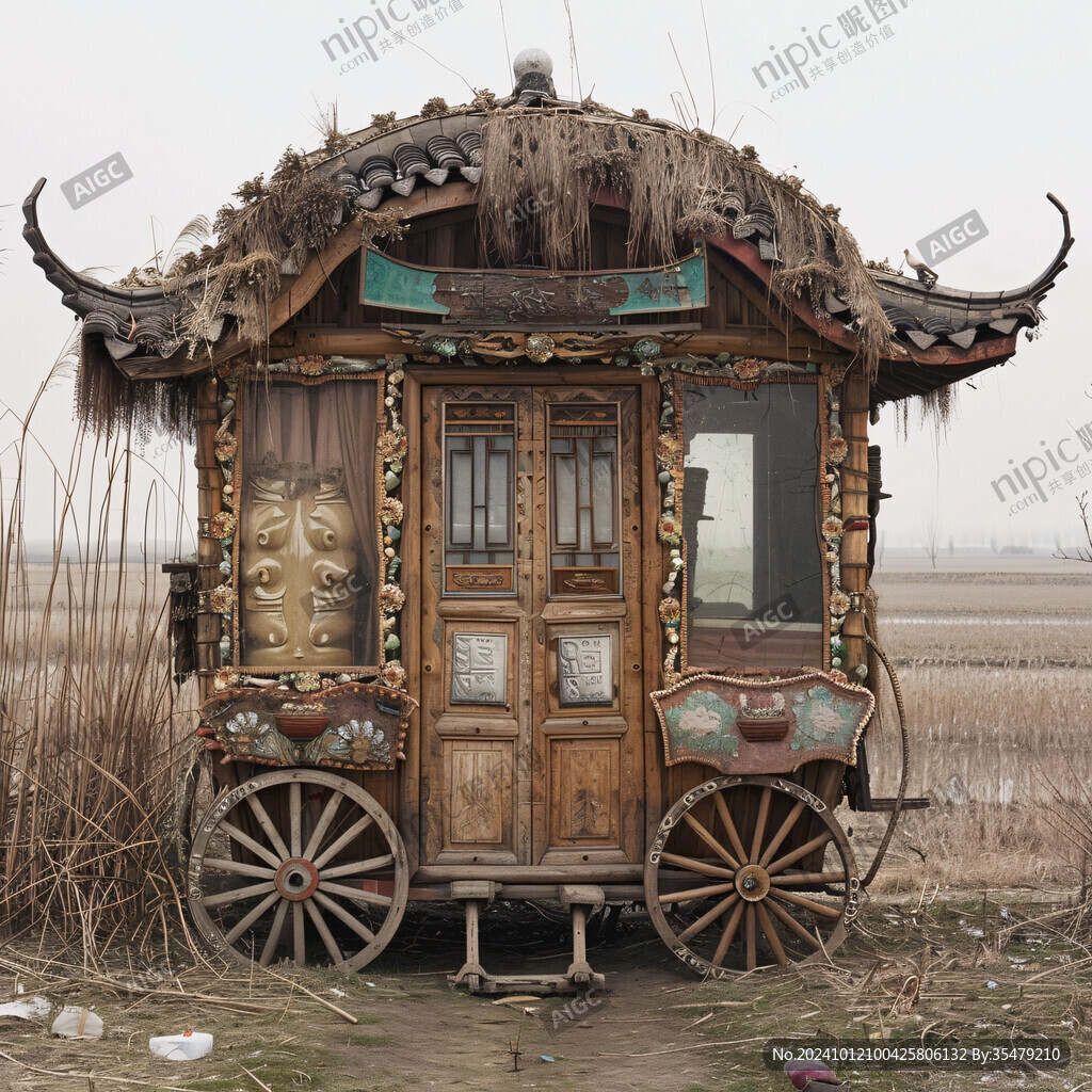 园林景观稻草亭