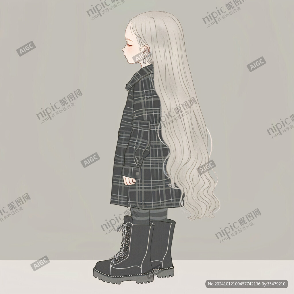 长发女孩插画