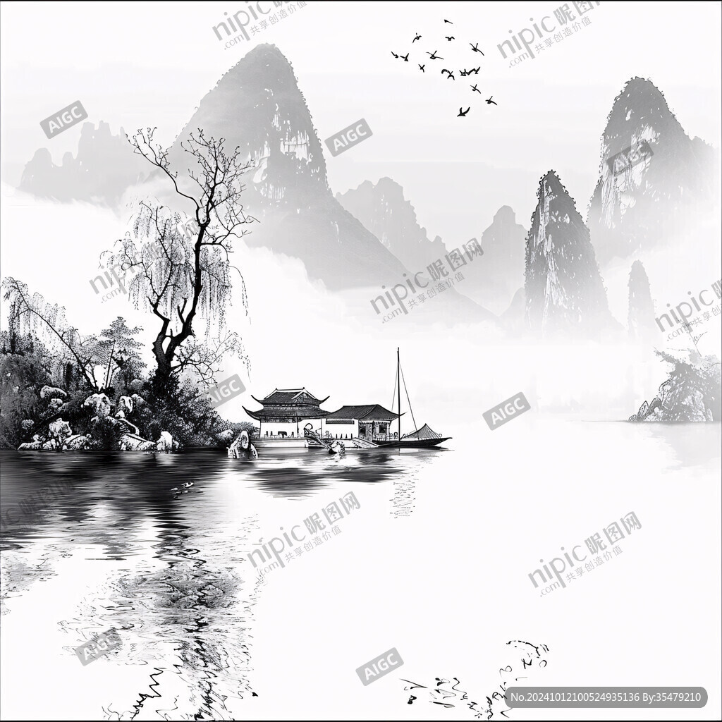 水墨中式家园中式山水