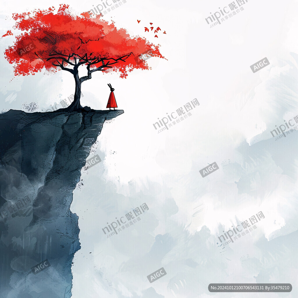 红叶树插画