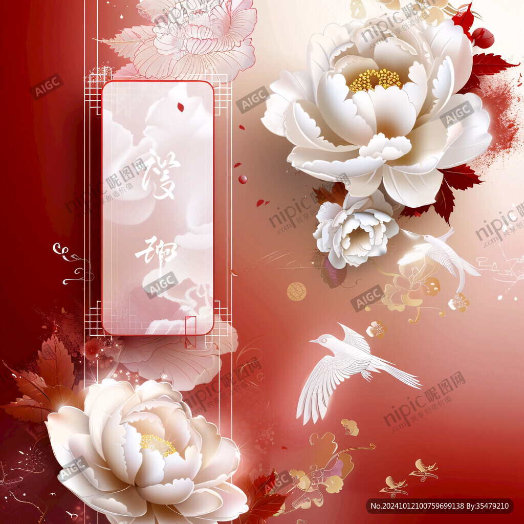 牡丹花手机壳设计图