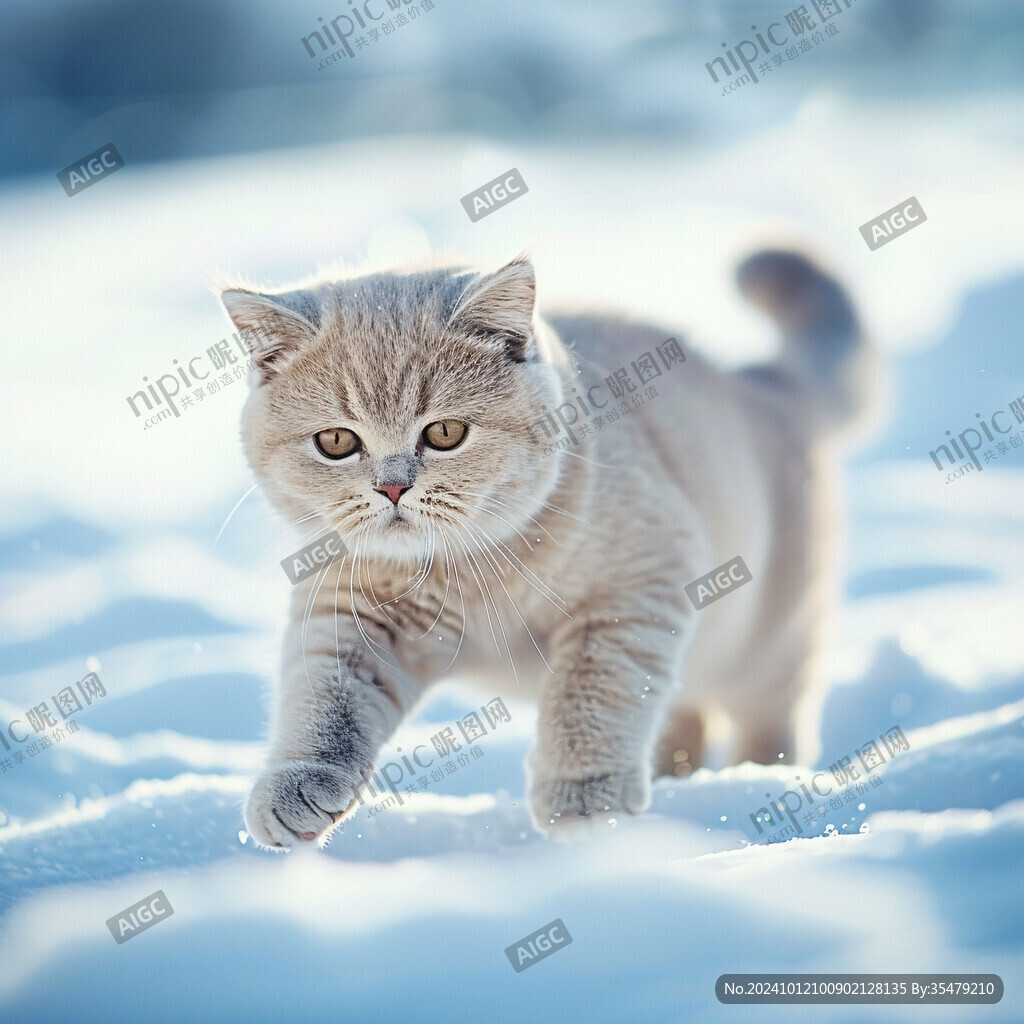 雪地上的猫咪