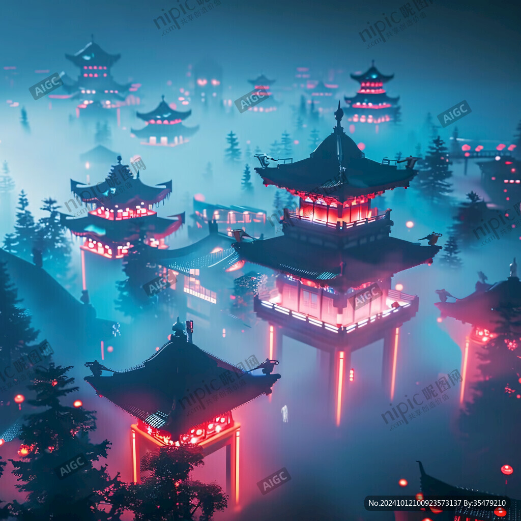 宫殿楼阁仙境仙人大殿