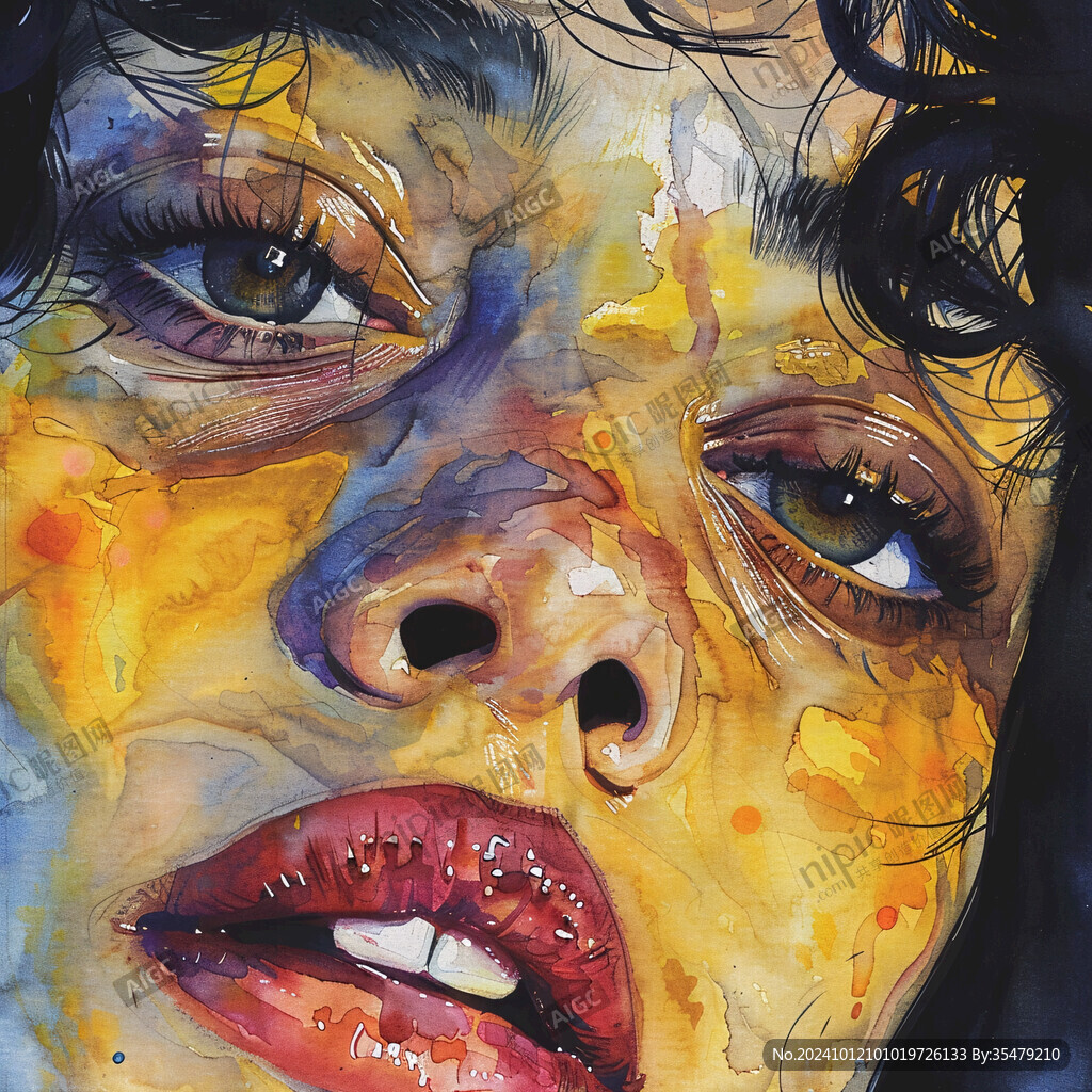 人脸色块拼接装饰画