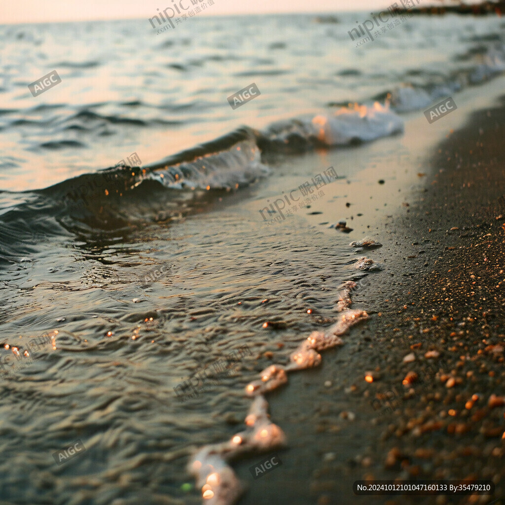 沙滩海滩海水水花泡沫