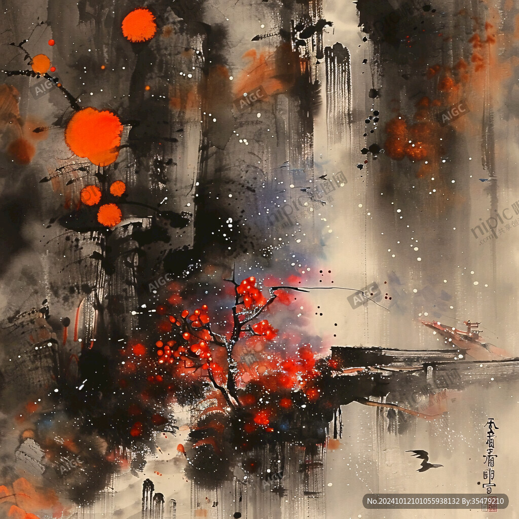 意境风景画写意彩墨画