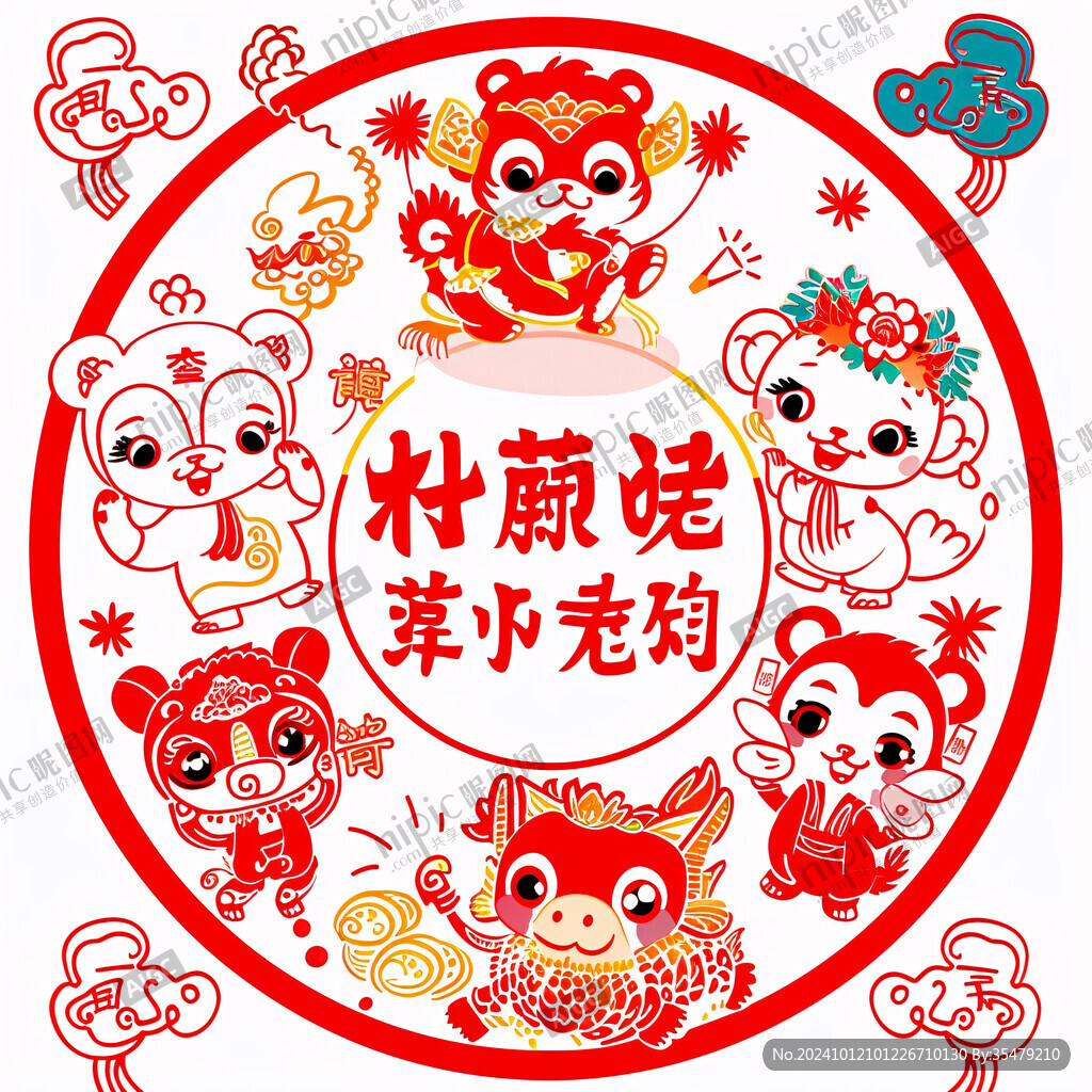福娃福虎剪纸