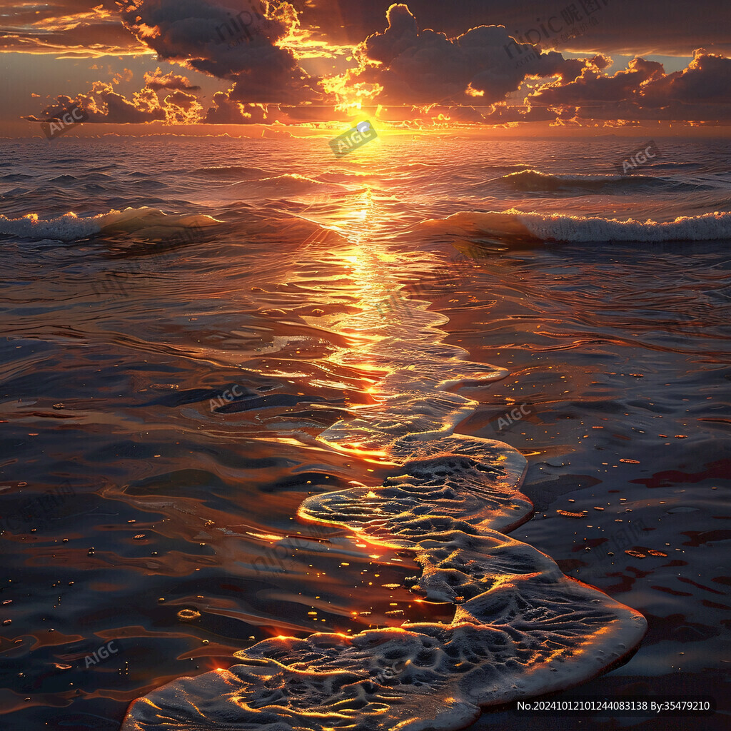 金色线条海浪
