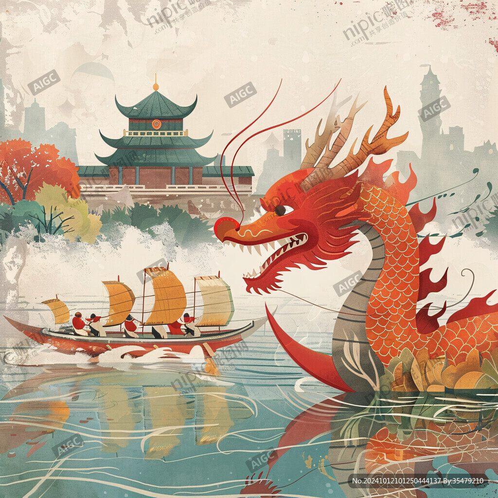 中国风龙舟插画
