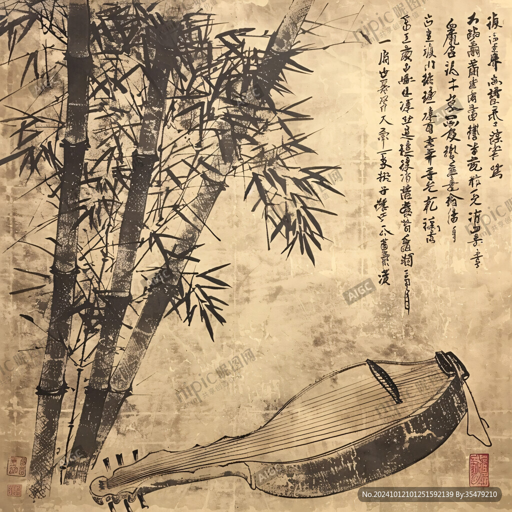 古琴装饰画