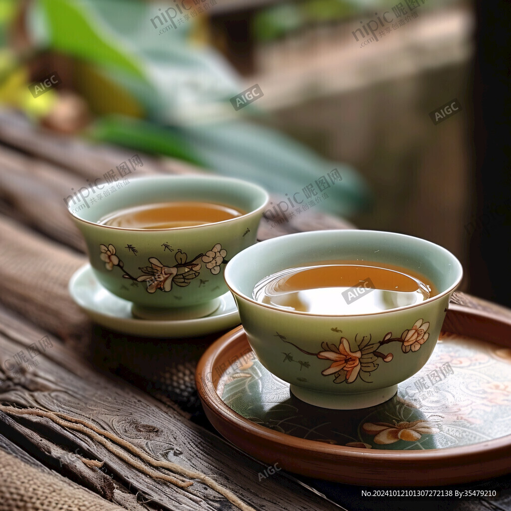 中式茶坐茶杯