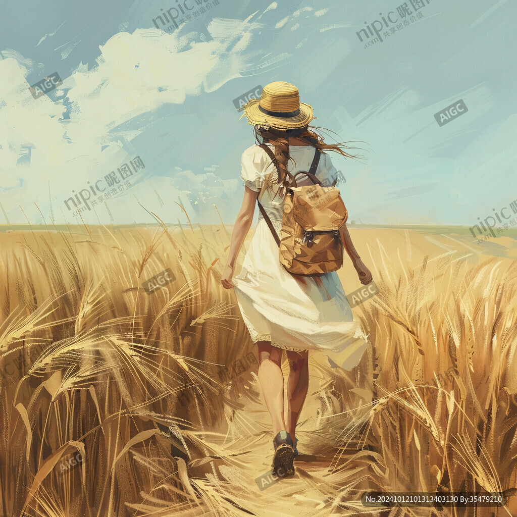 抱麦子的女孩