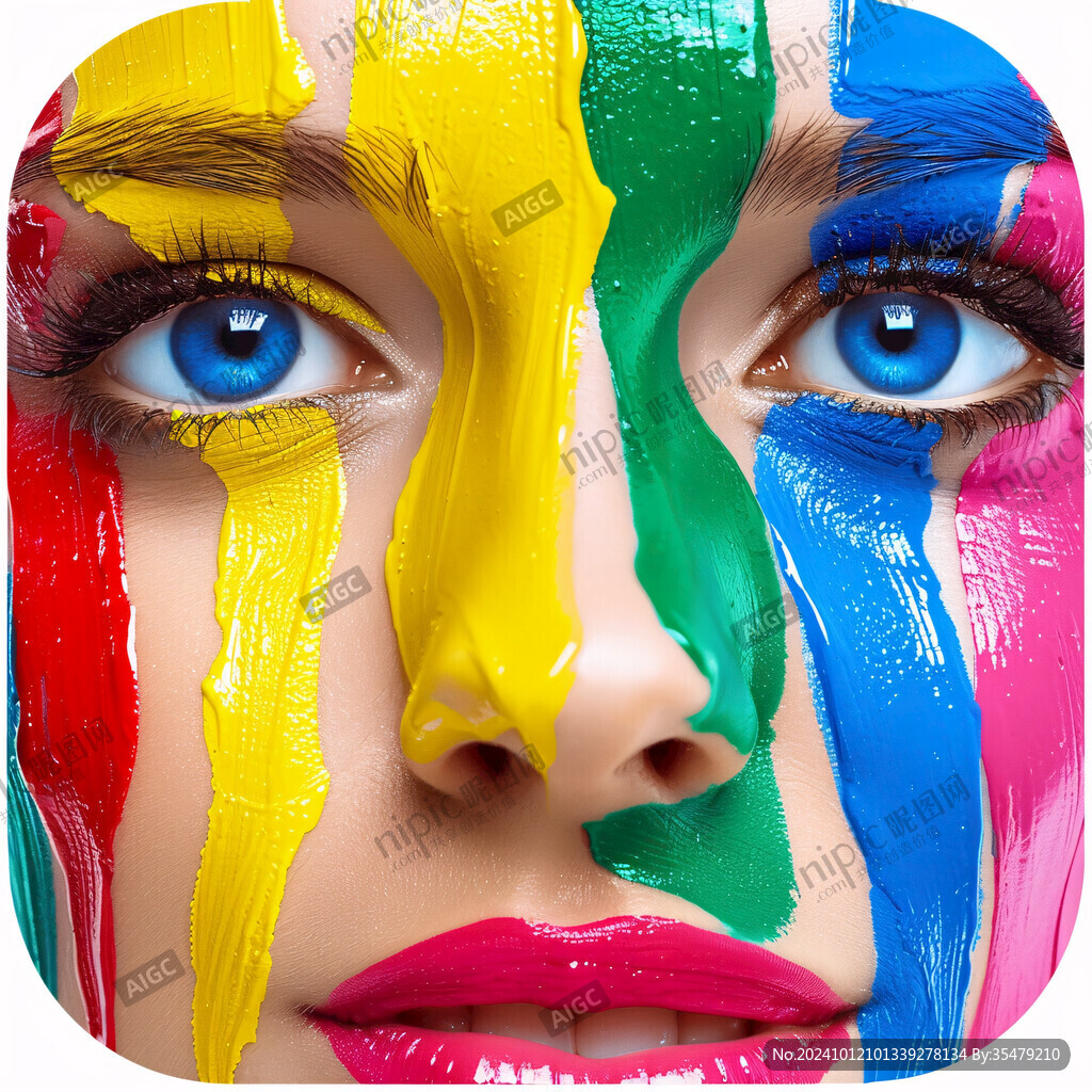 人脸色块拼接装饰画