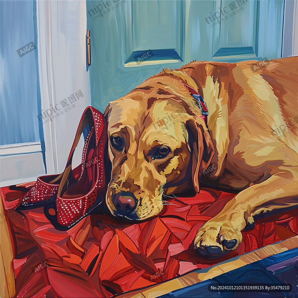 漂亮的狗狗油画