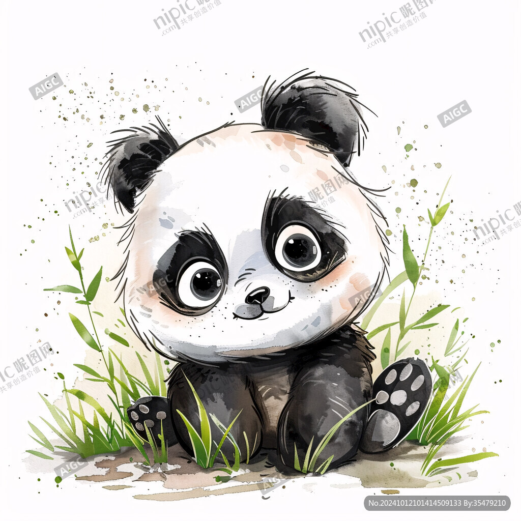 趣味小熊猫插画