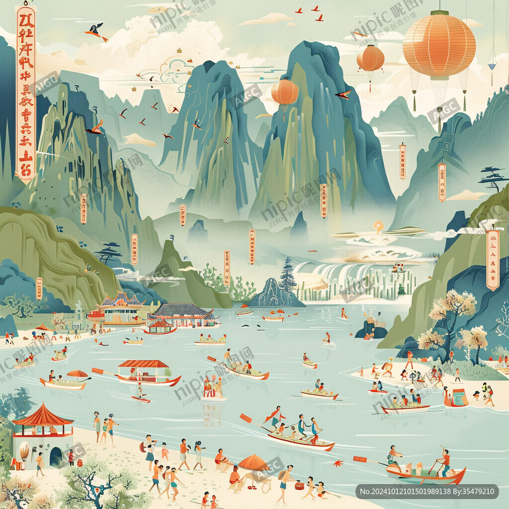 长江流域地区插画