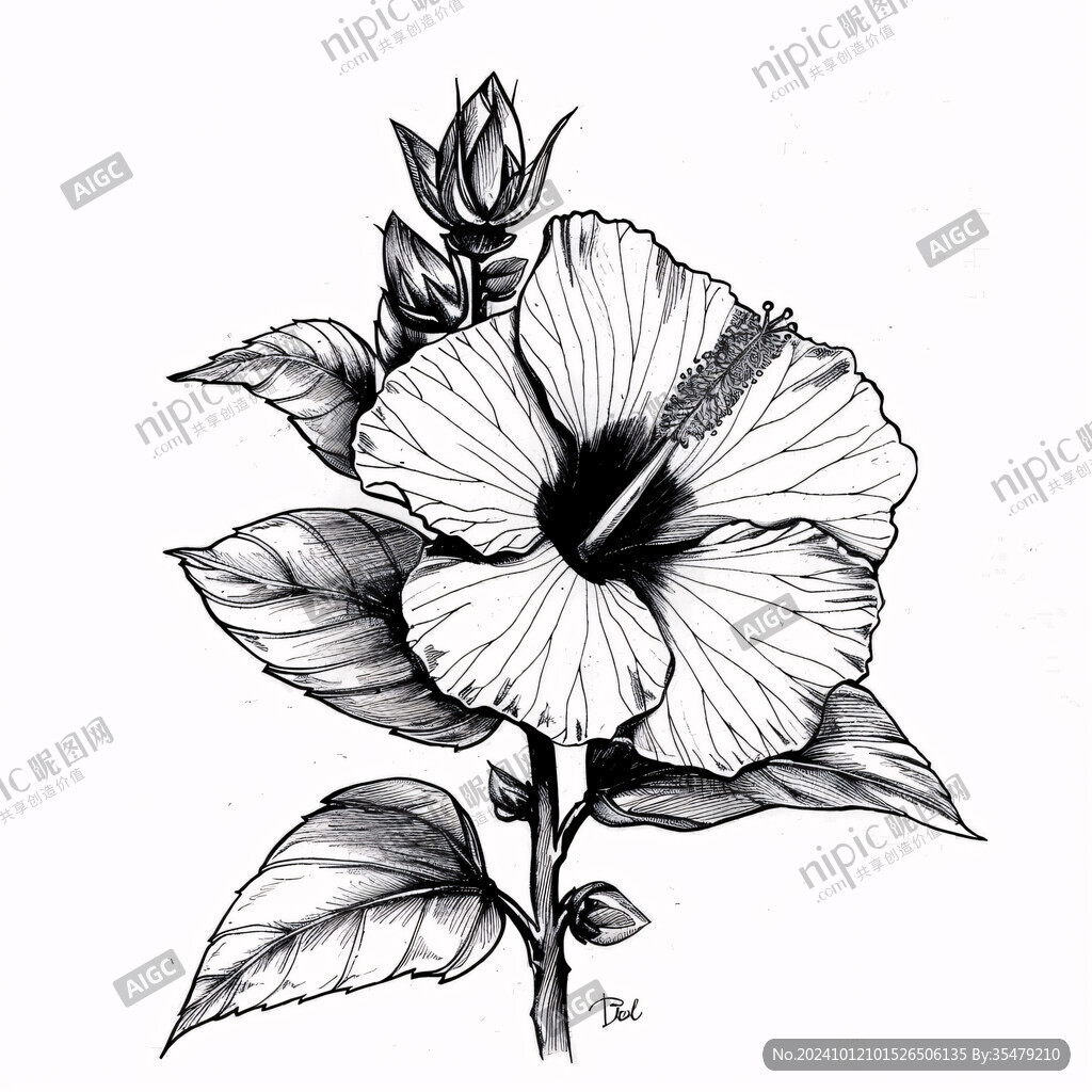 手绘扶桑花