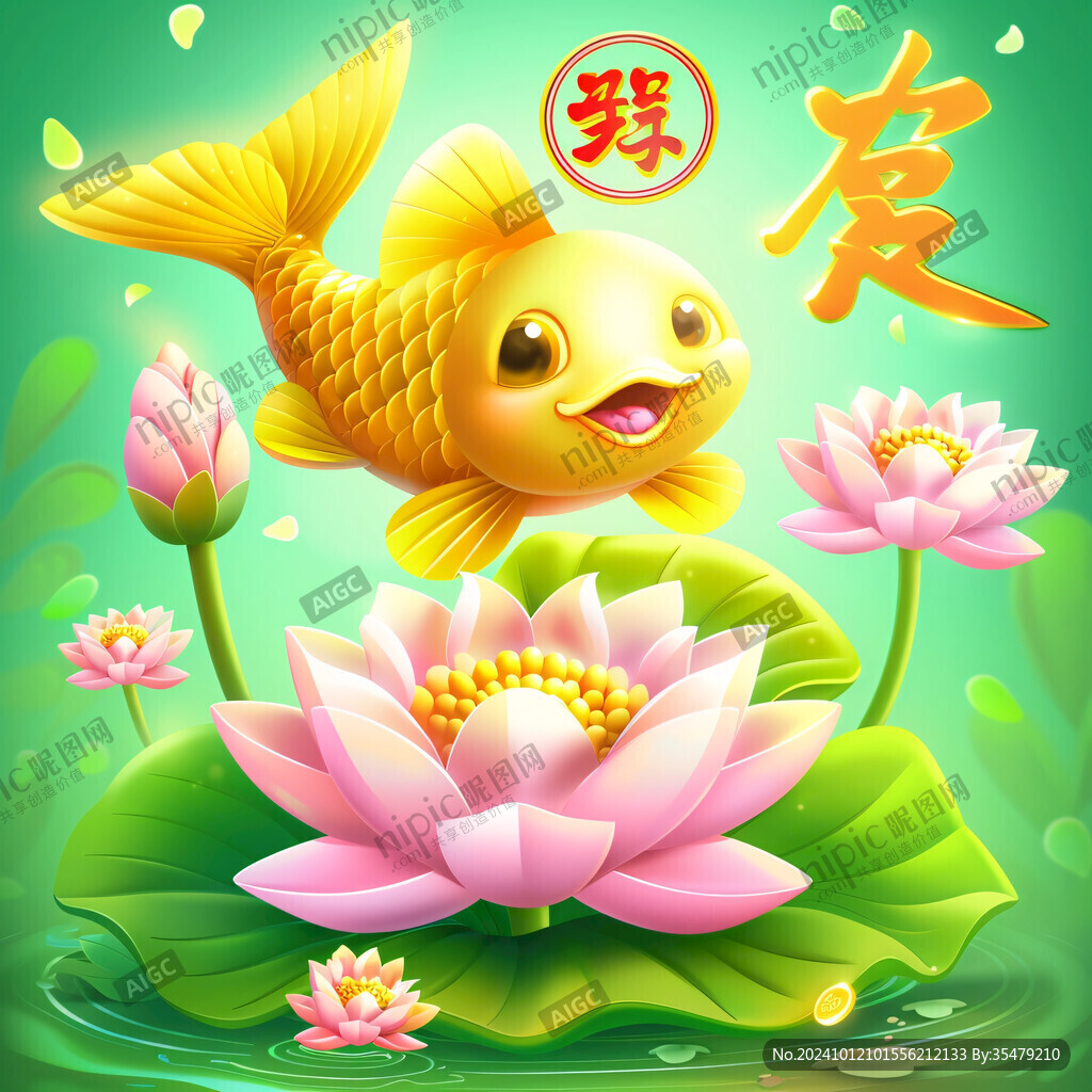 金鲤鱼与莲花