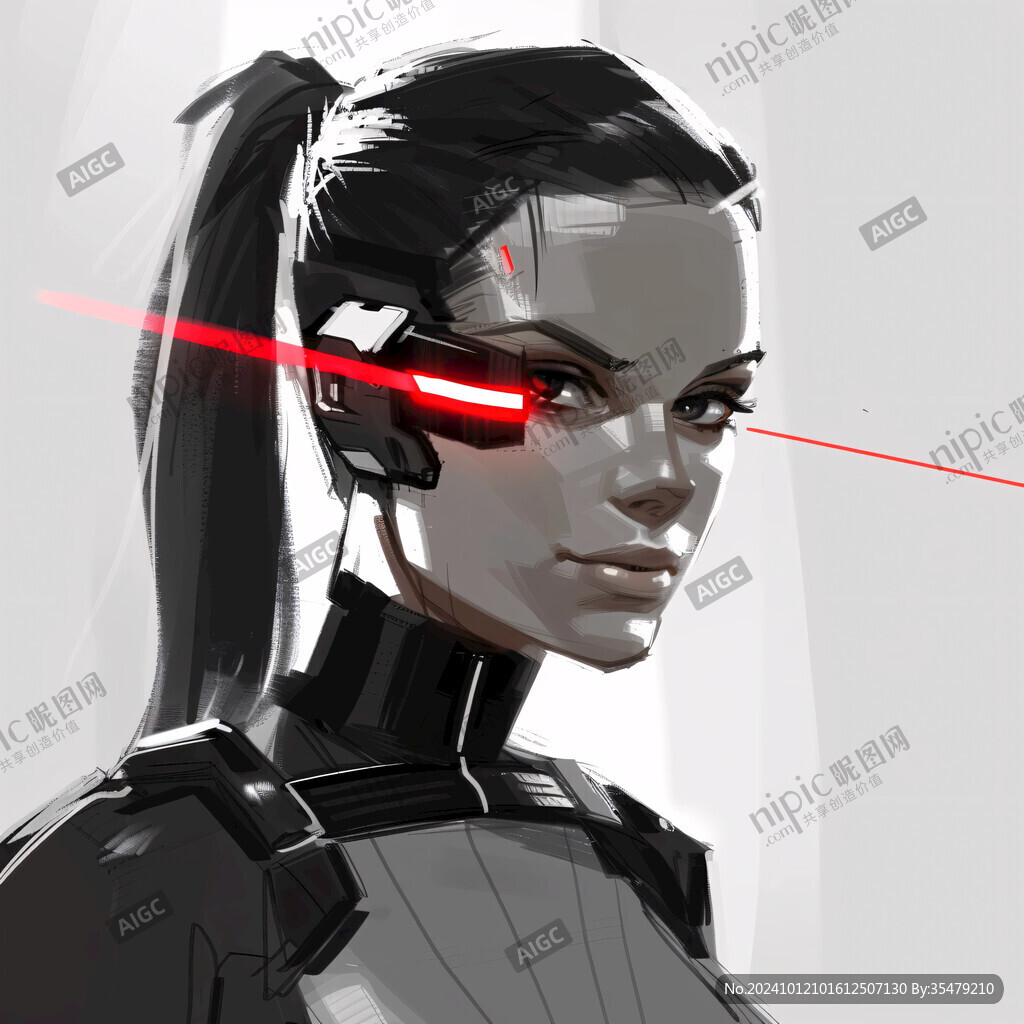 女机器人手绘