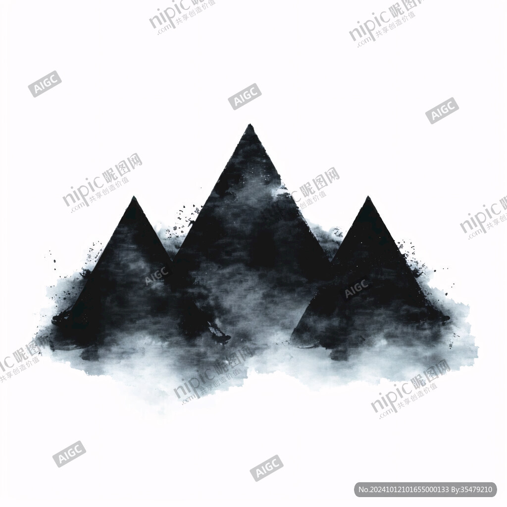 蓝黑色山水画