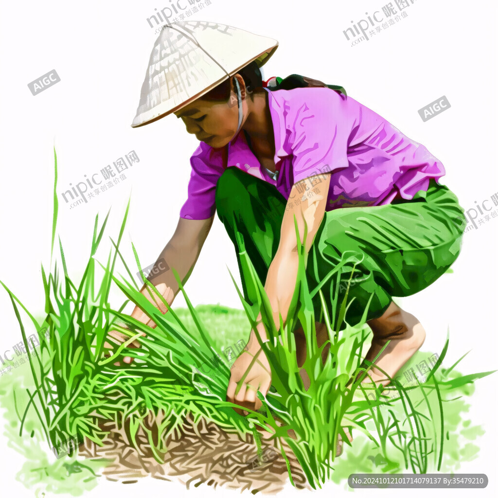挖菜插画