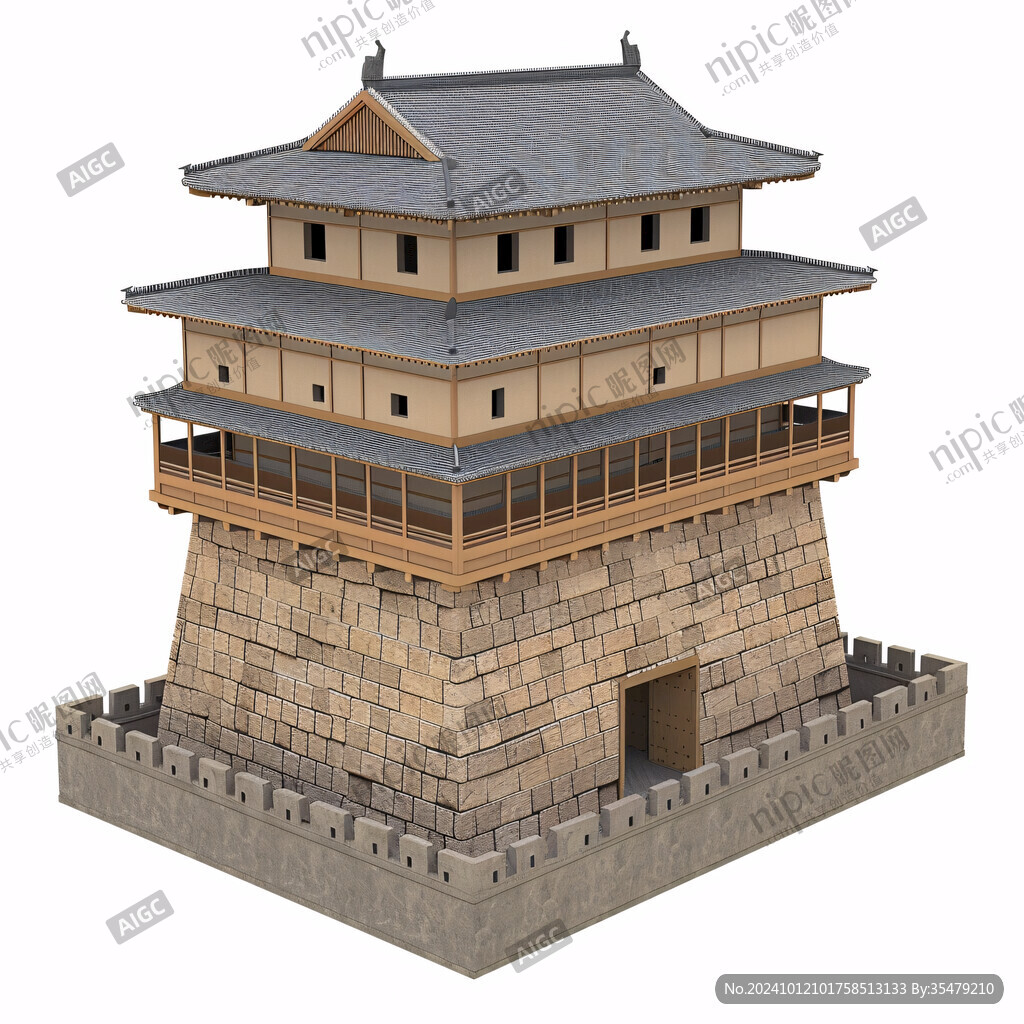 古代戍楼模型