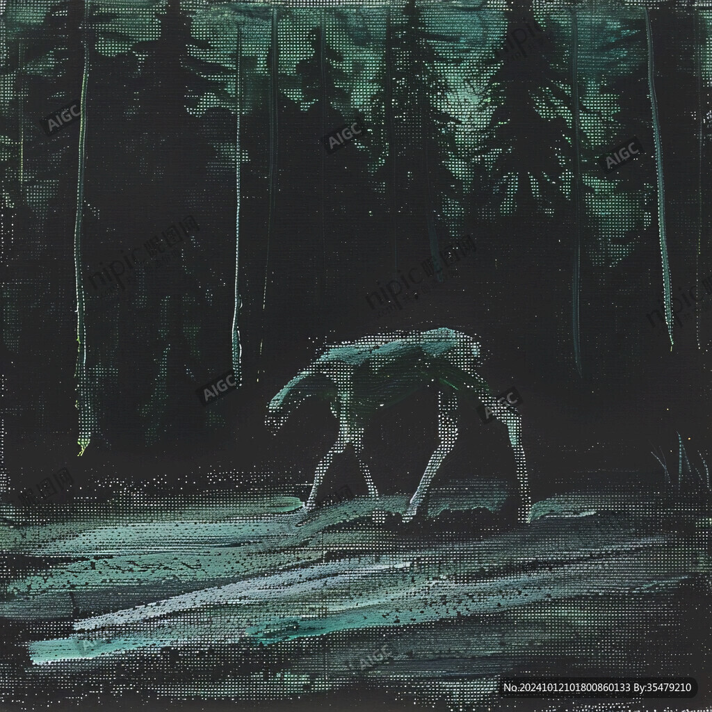 彩绘极地狼流行抽象画