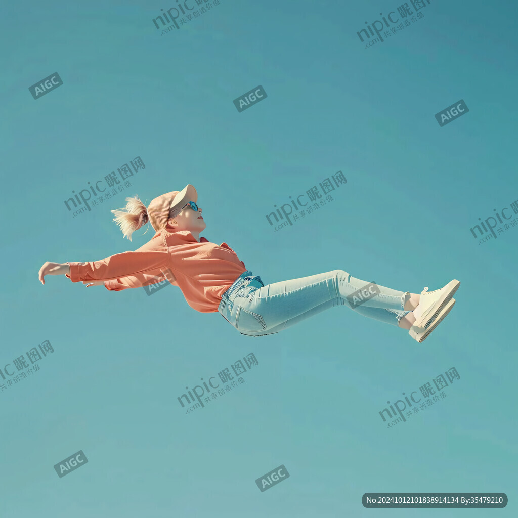 青年悬浮背影