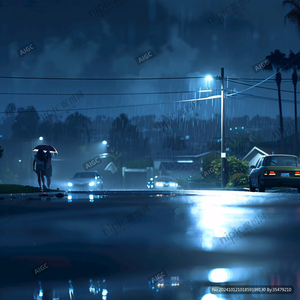 雨夜行人与车辆