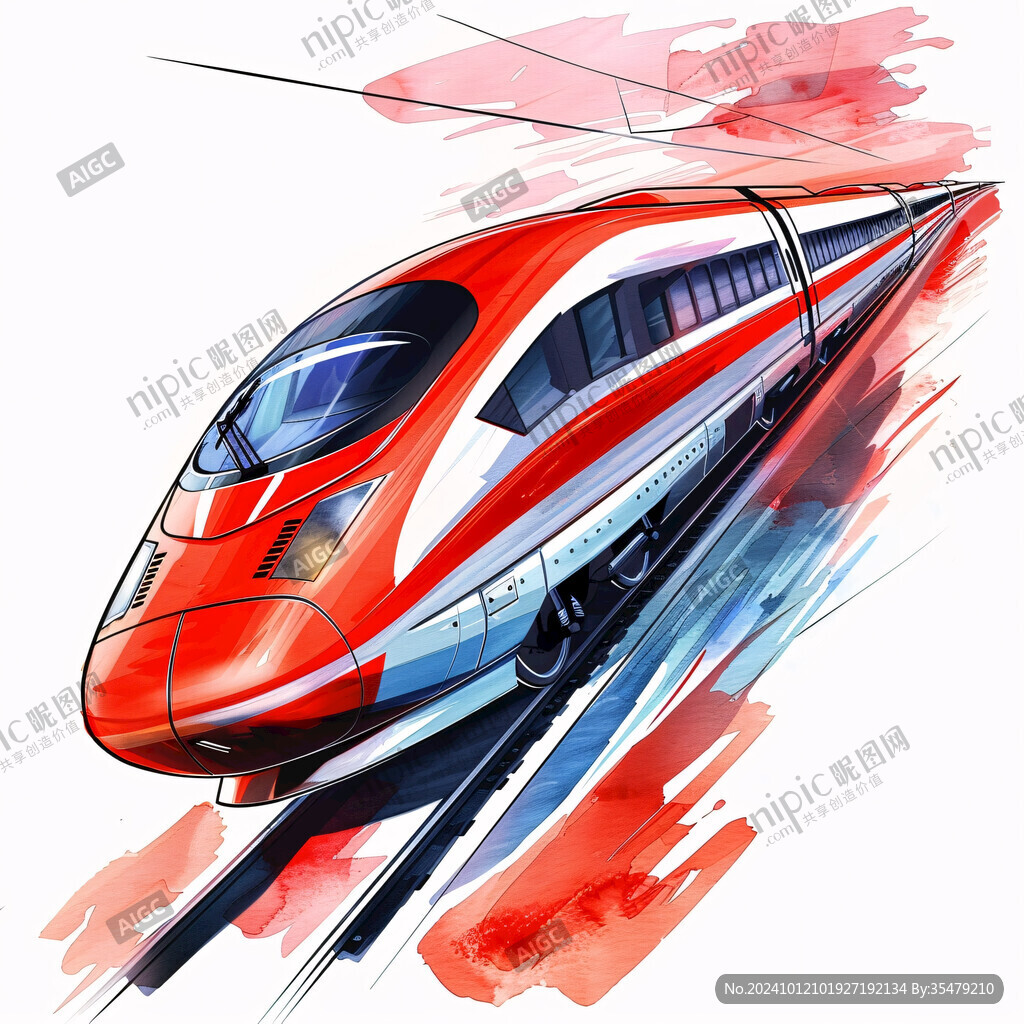 高铁轻轨插画