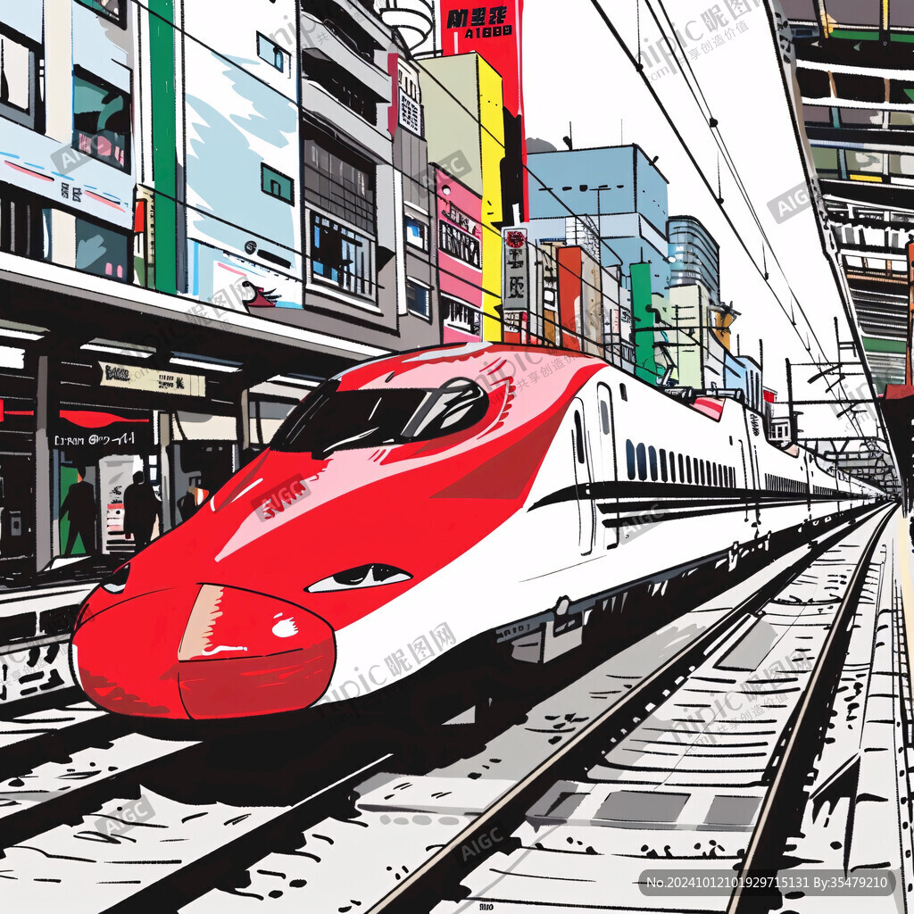 高铁轻轨插画
