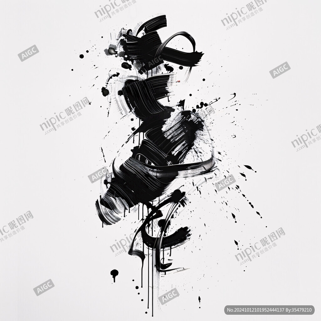 线条街舞人物水墨画