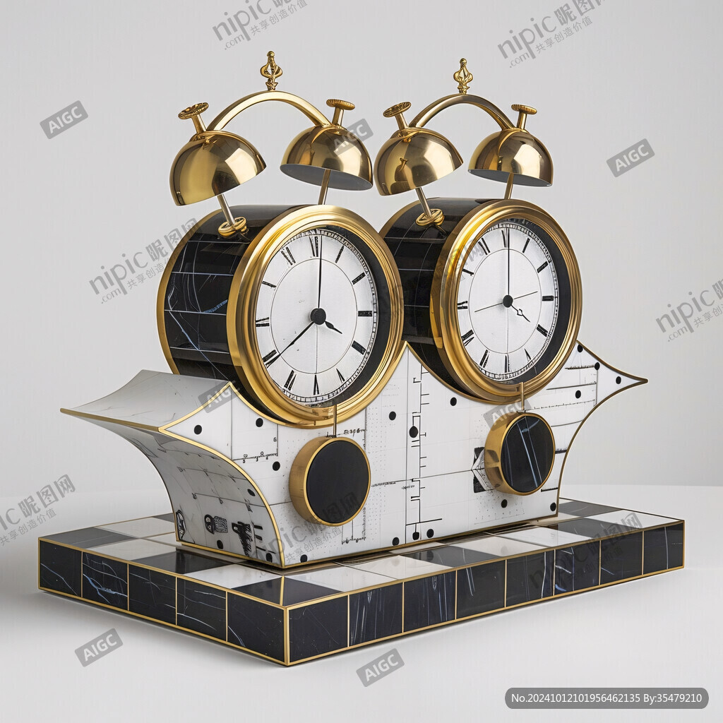 红金黑金时钟立体
