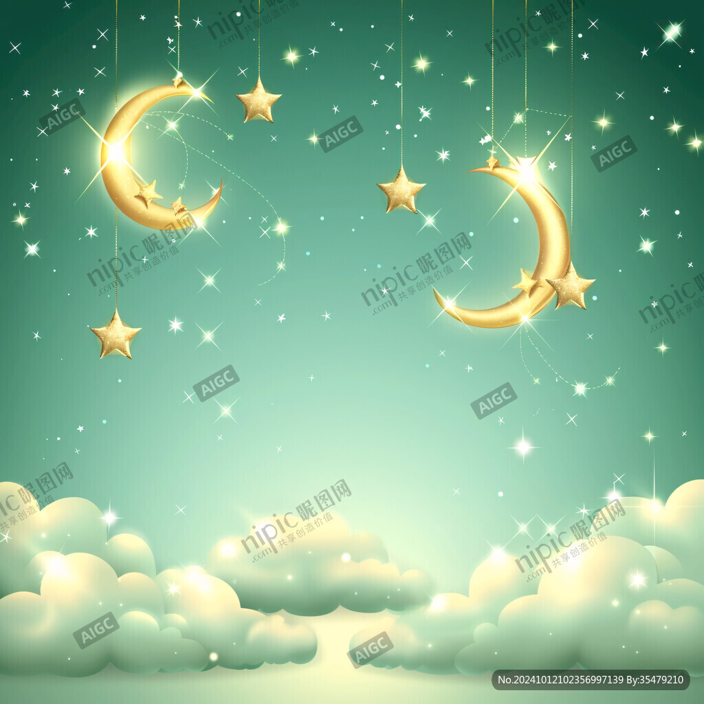星空卡通月亮天空
