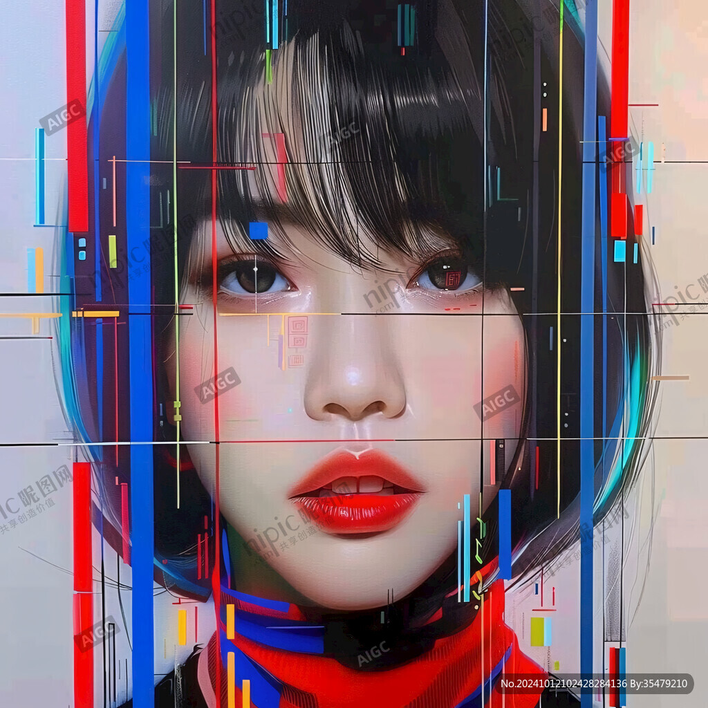 数字美女插画