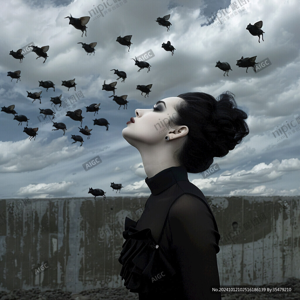 女蓝色的天空