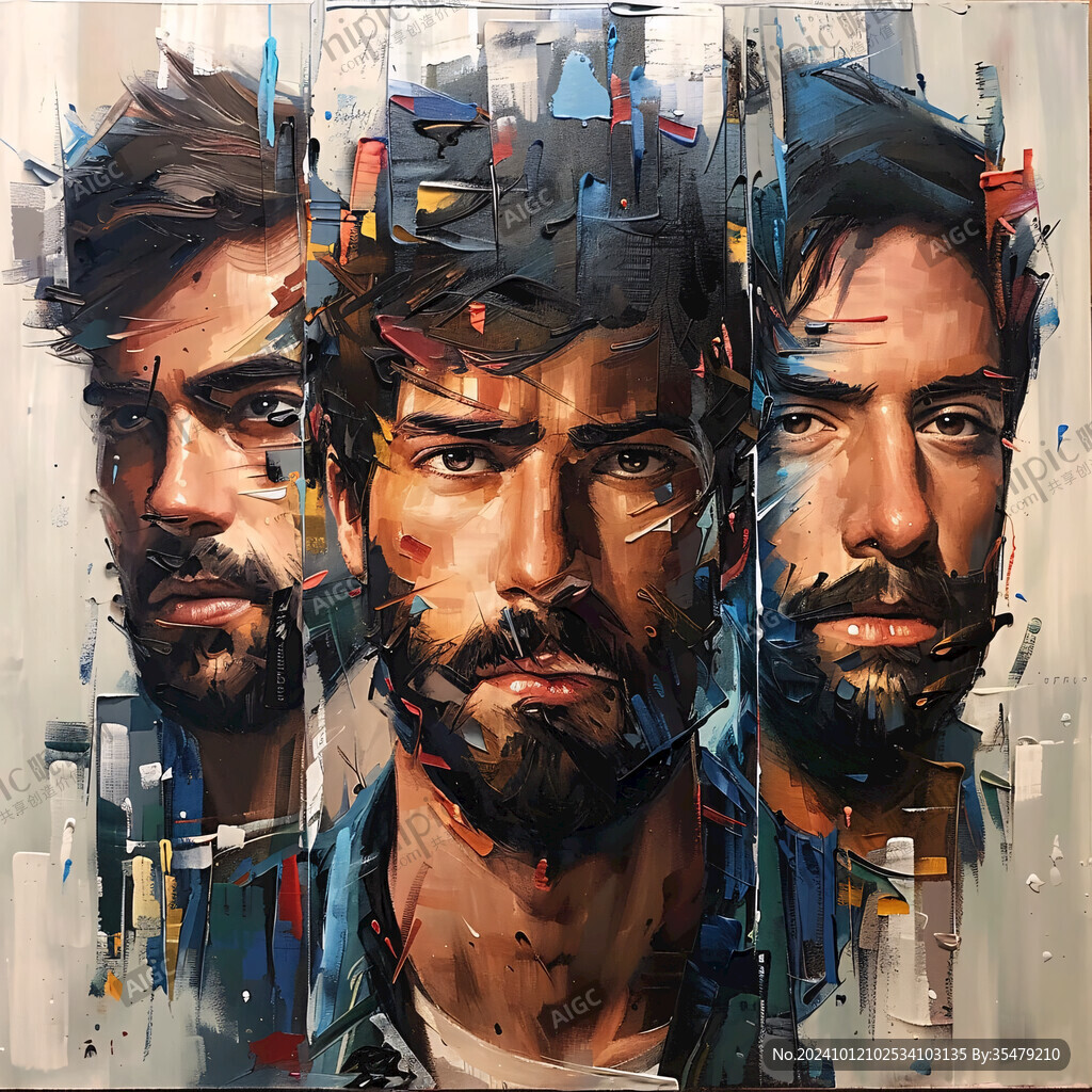 人脸色块拼接装饰画