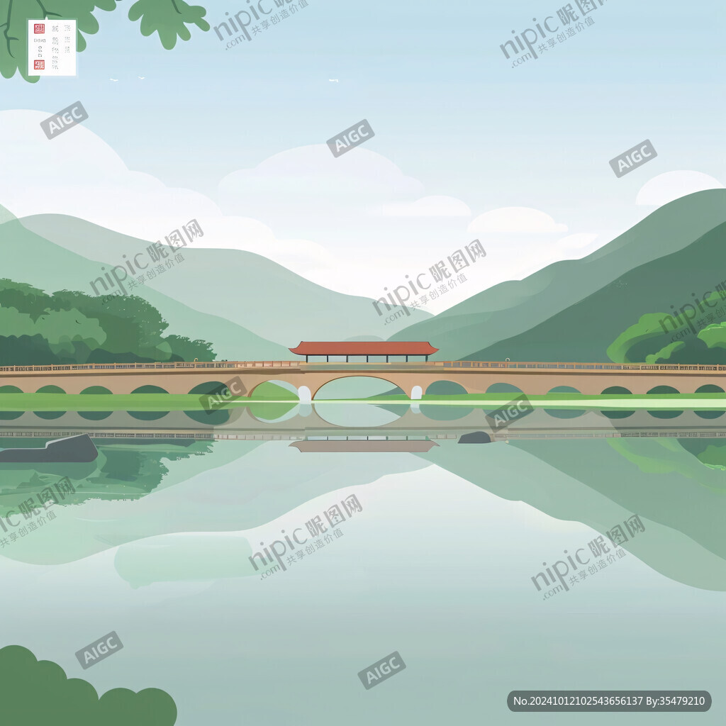 铜瓦门大桥插画