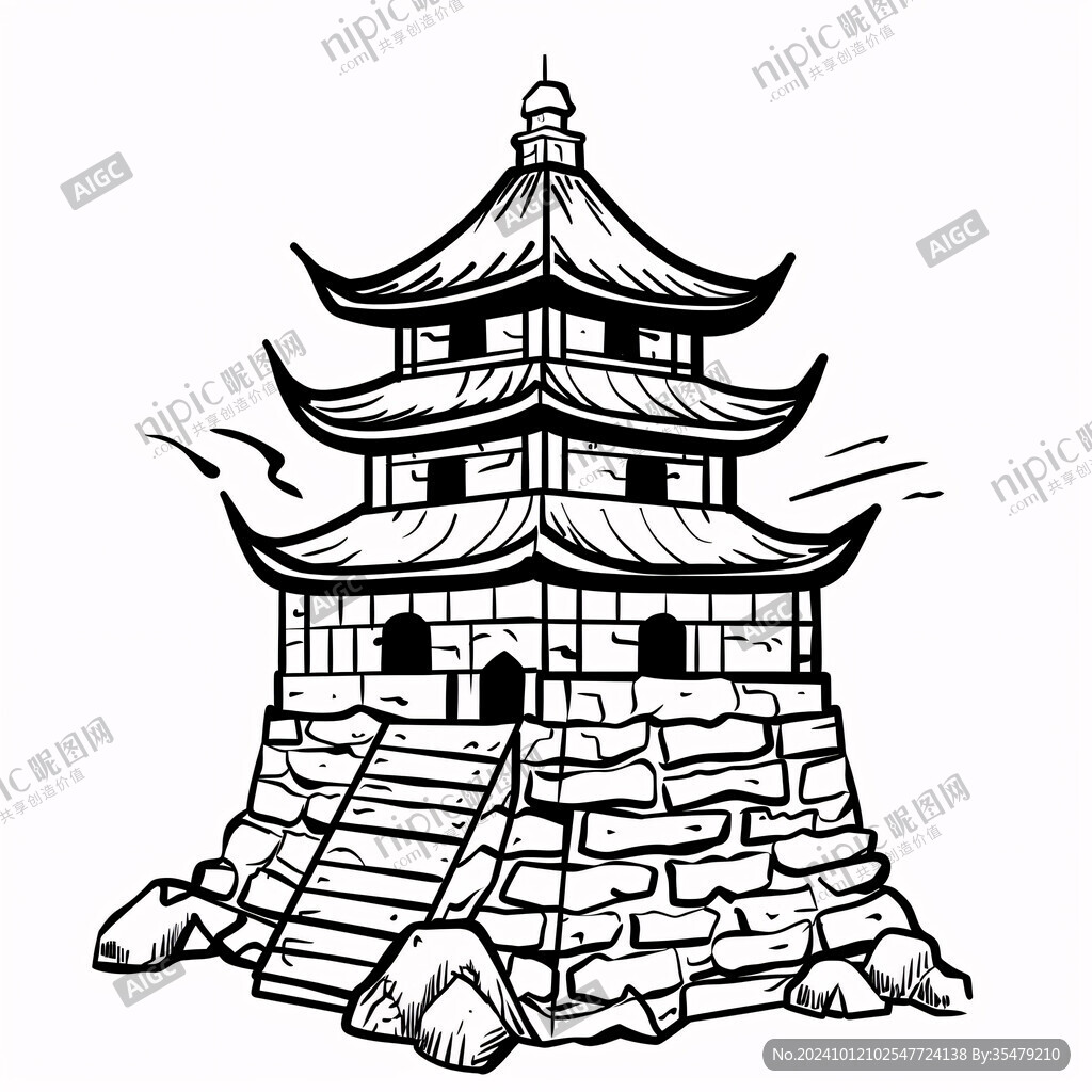 手绘瞭望塔