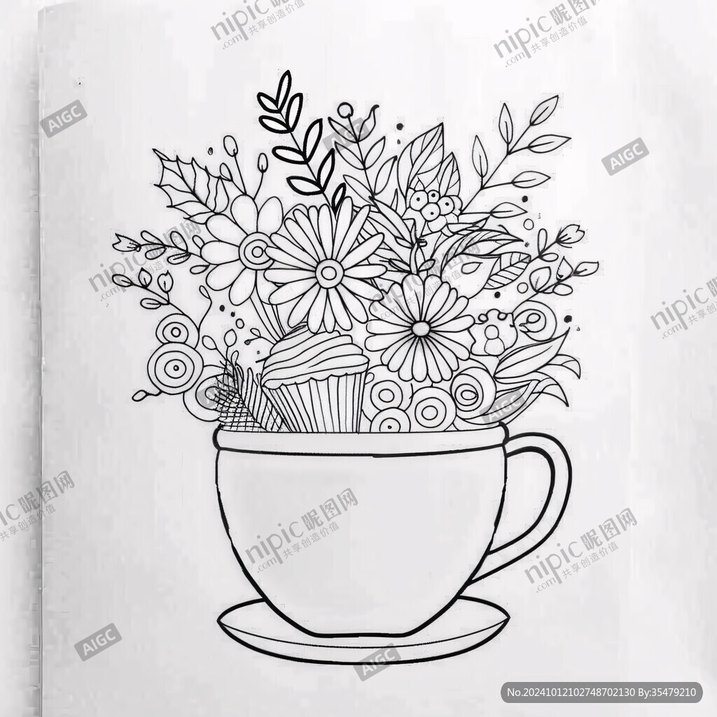 线描小菊花