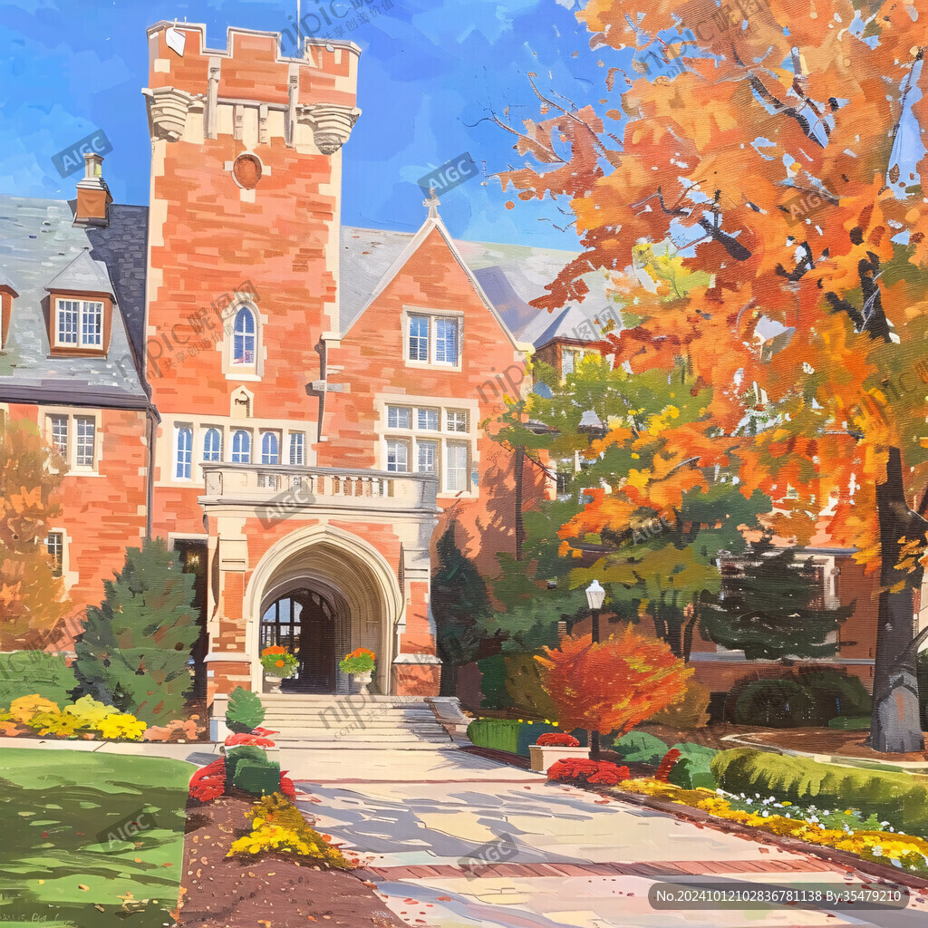 普林斯顿大学旅游插画